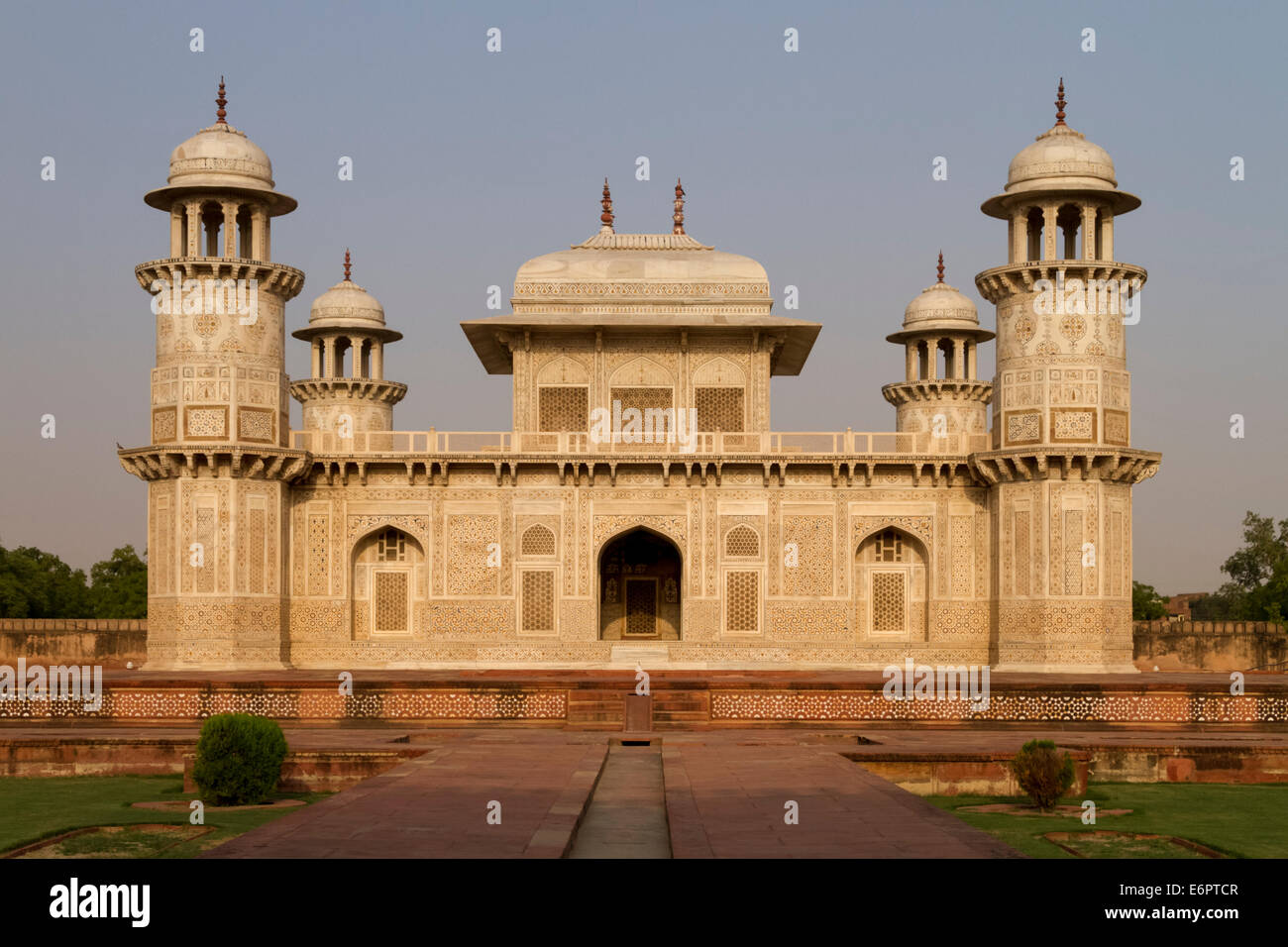 The Itmad-ud-Daulah, a magnificent white marble Mughal style mausoleum, also called little Taj, Agra, Uttar Pradesh, India Stock Photo