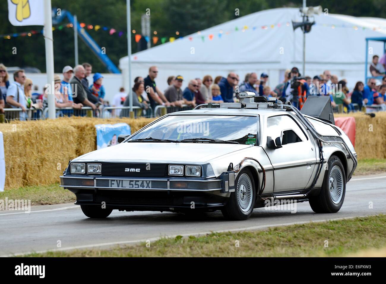 The Back to the Future DeLorean DMC12 time machine at Chris Evans' CarFest South in aid of Children In Need Stock Photo