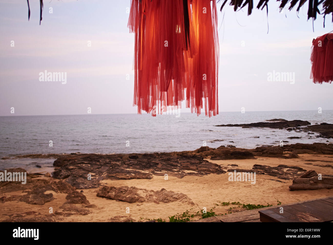 Thailand Island of Ko Lanta. - red decoration in sunset. Stock Photo