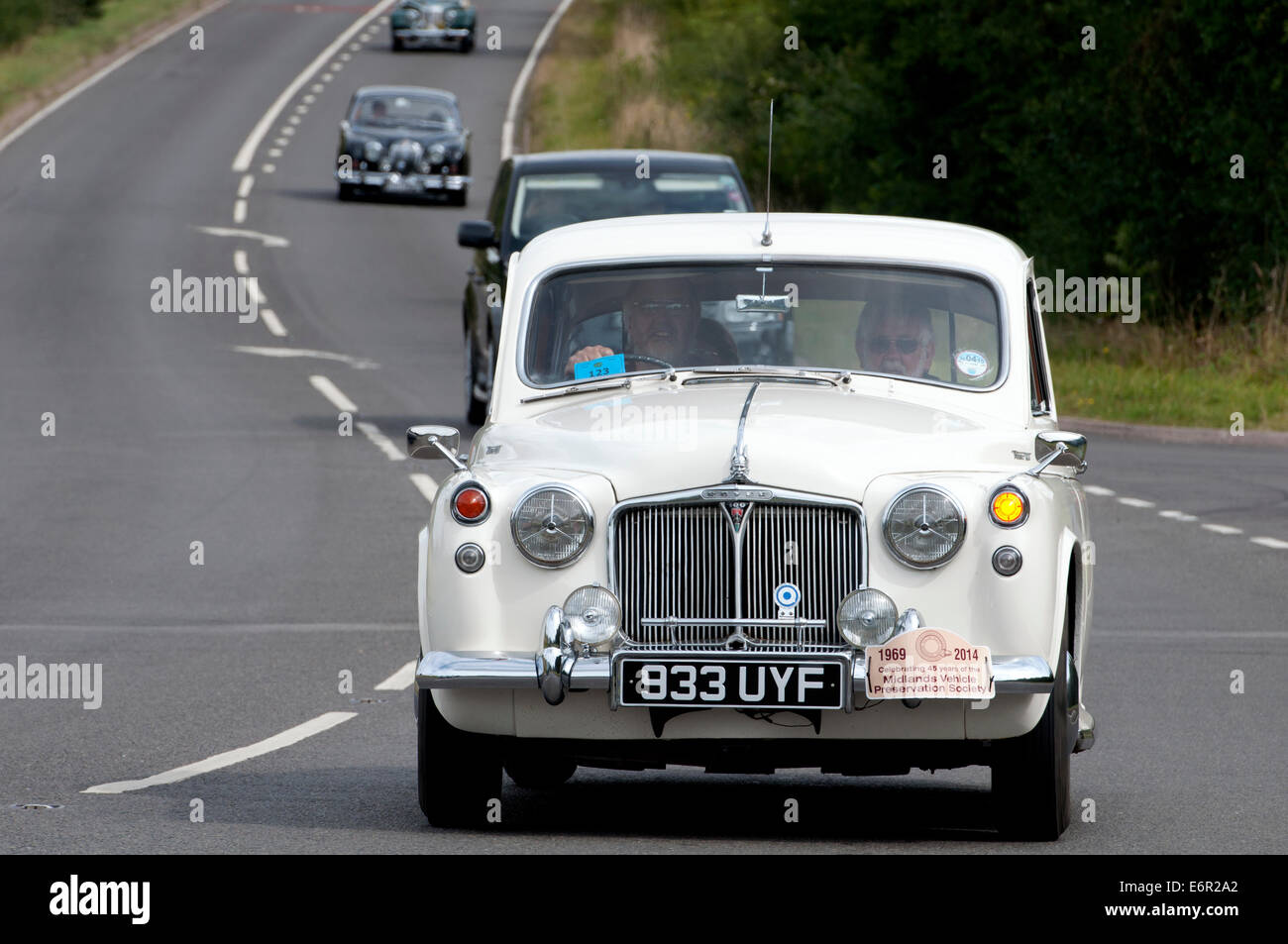 Rover 100 car on the Fosse Way road, Warwickshire, UK Stock Photo