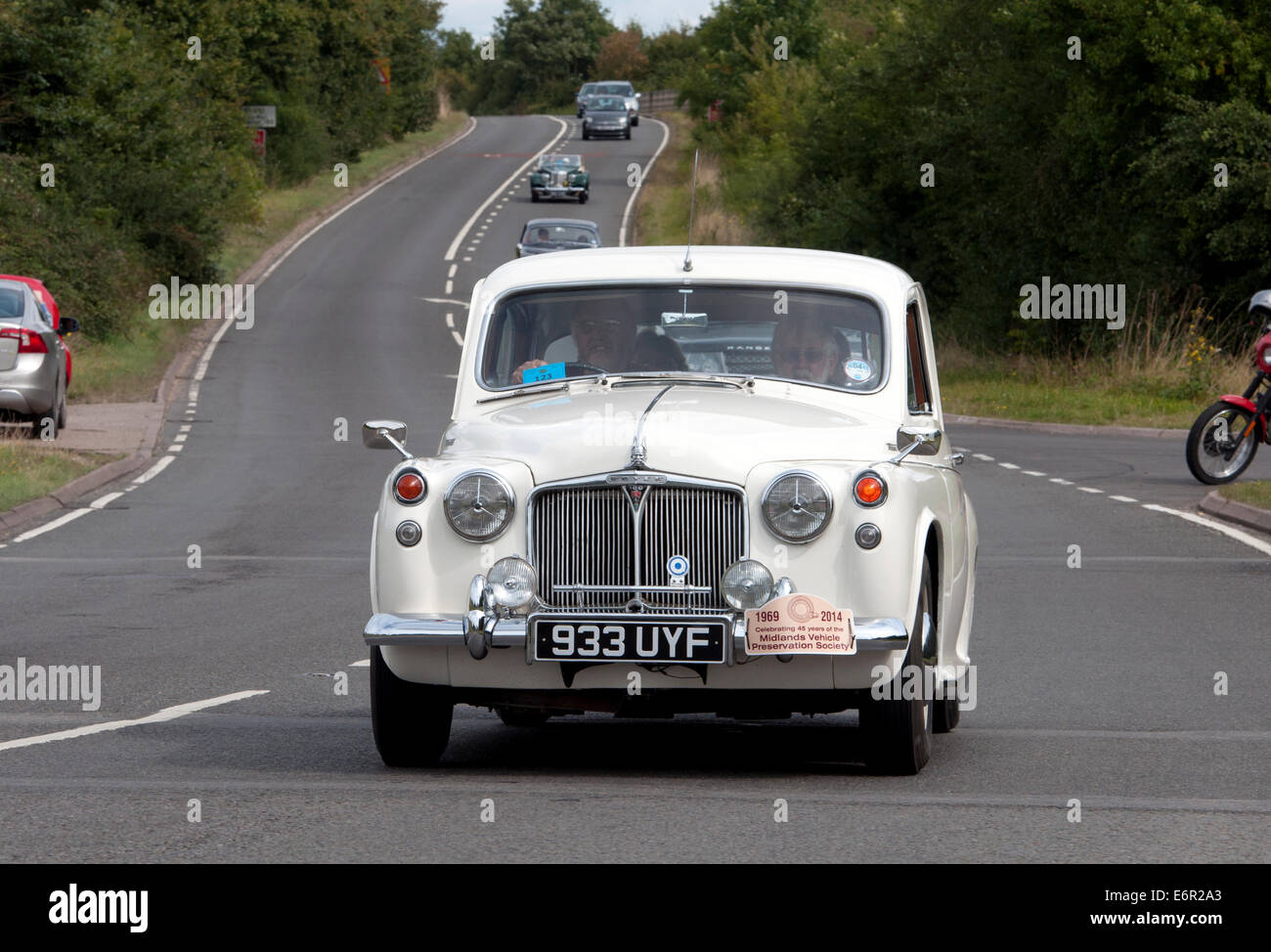 Rover 100 car on the Fosse Way road, Warwickshire, UK Stock Photo