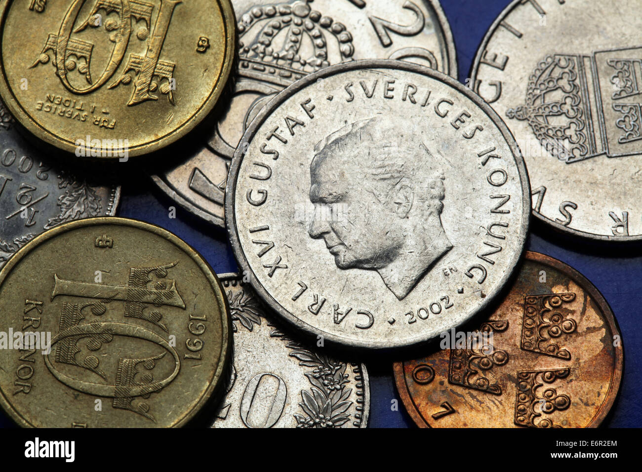 Coins of Sweden. King Carl XVI Gustaf of Sweden depicted in Swedish krona  coins Stock Photo - Alamy