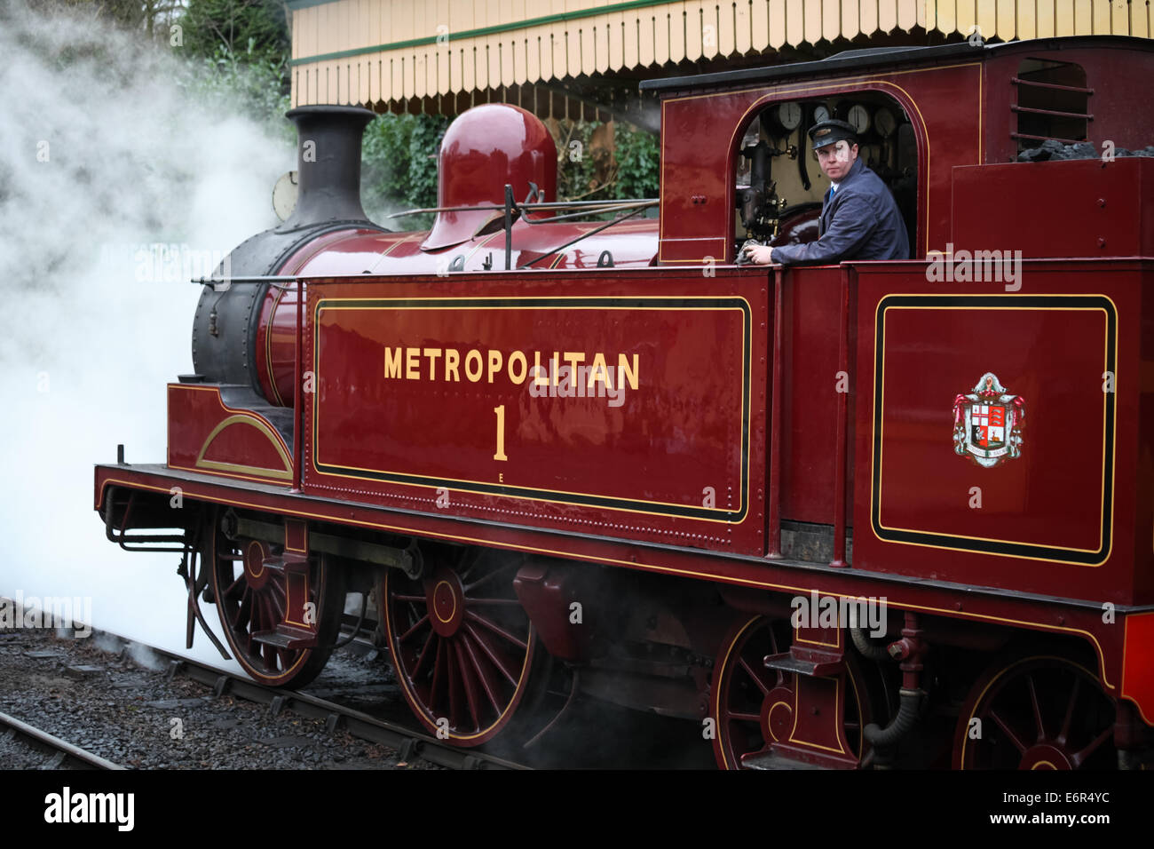 The former London Underground Steam locomotive, Metropolitan 1 at Alresford Station in Hampshire Stock Photo