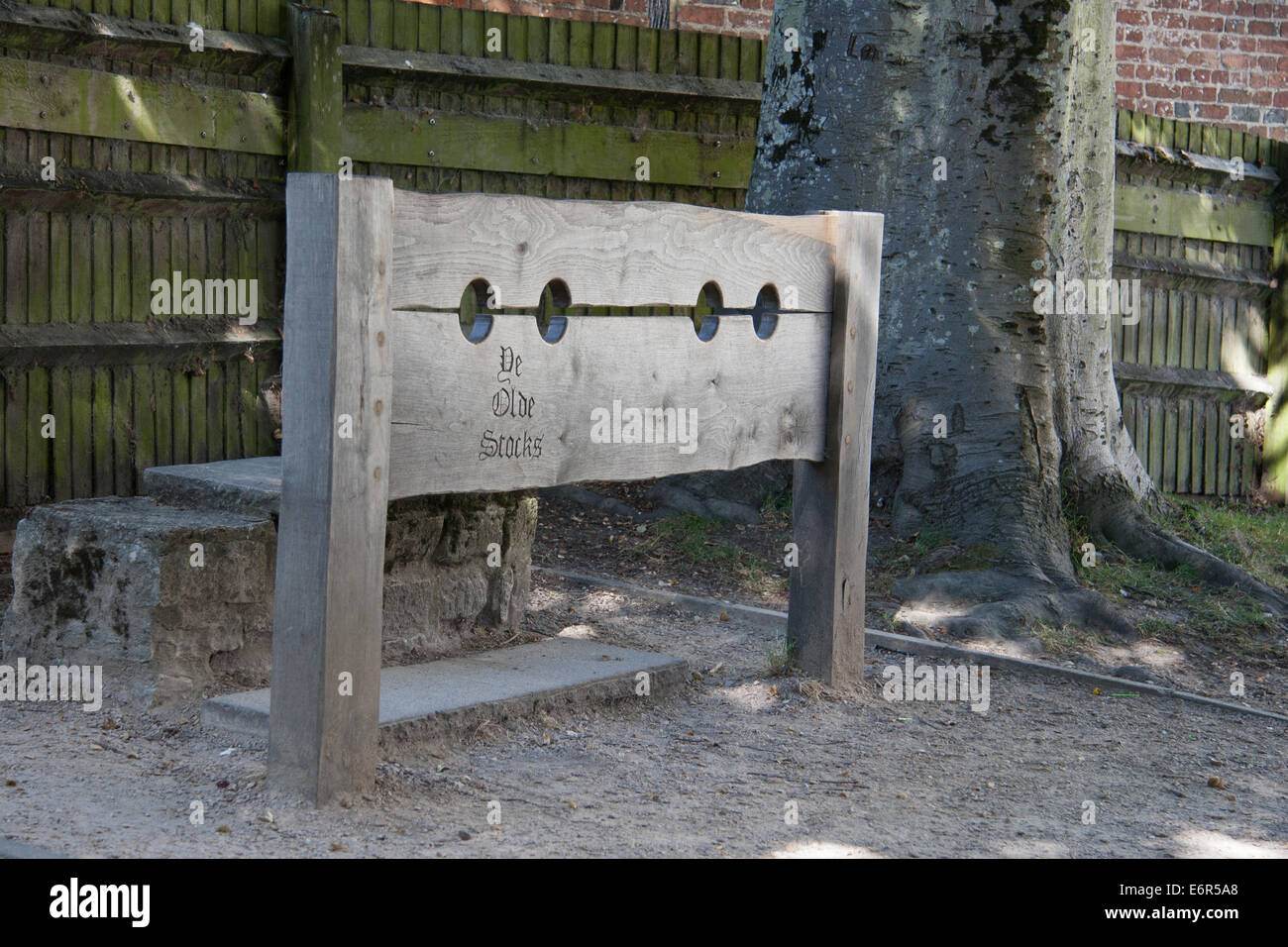 Wooden stocks punishment hi-res stock photography and images - Alamy