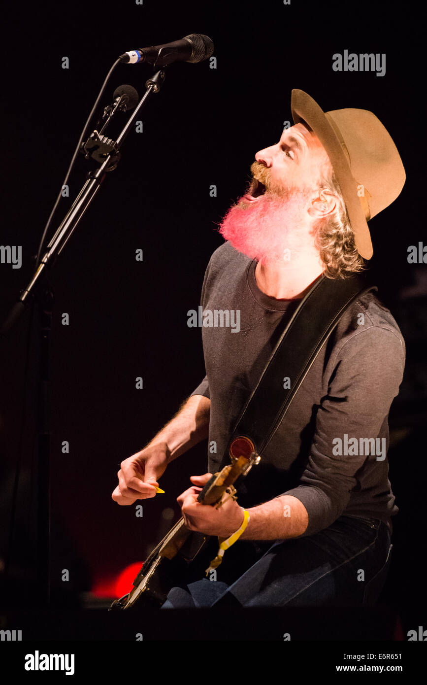 Pink bearded singer and rhythm guitarist Fran Healy of Travis, Bazant Pohoda festival, Trencin, Slovakia, July 11, 2014 Stock Photo