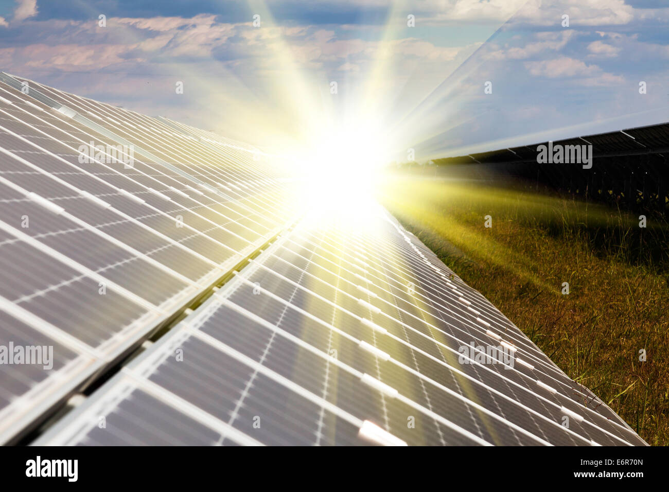 Power plant using renewable solar energy with sun Stock Photo - Alamy