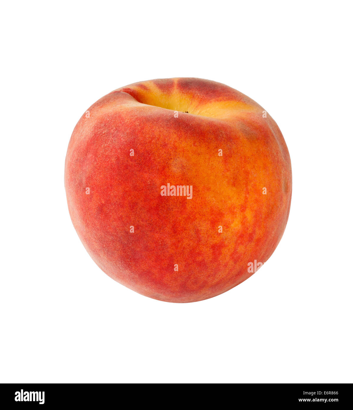 Single peach isolated on a white background Stock Photo - Alamy