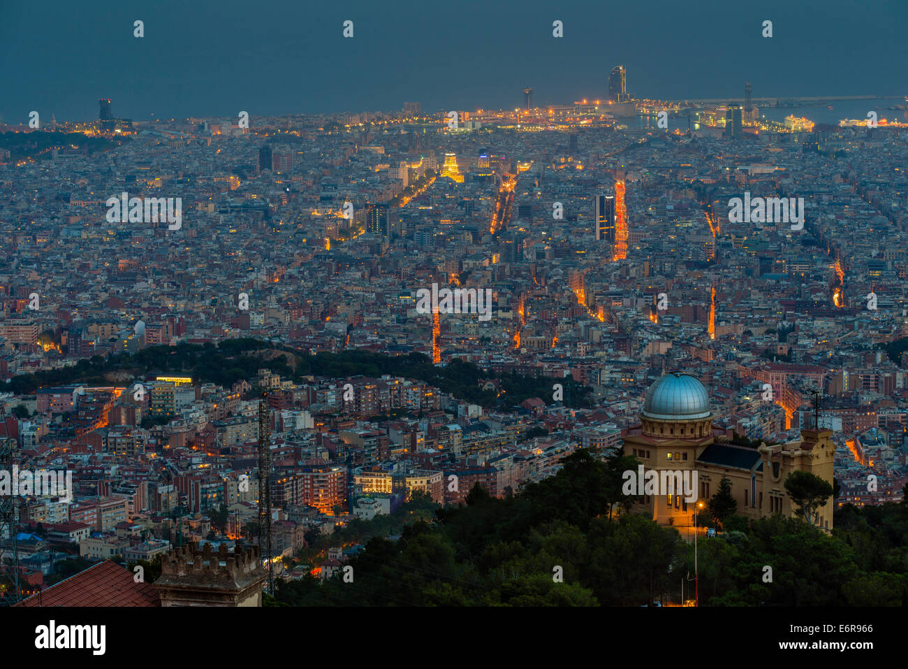 Night skyline from Tibidabo, Barcelona, Catalonia, Spain Stock Photo
