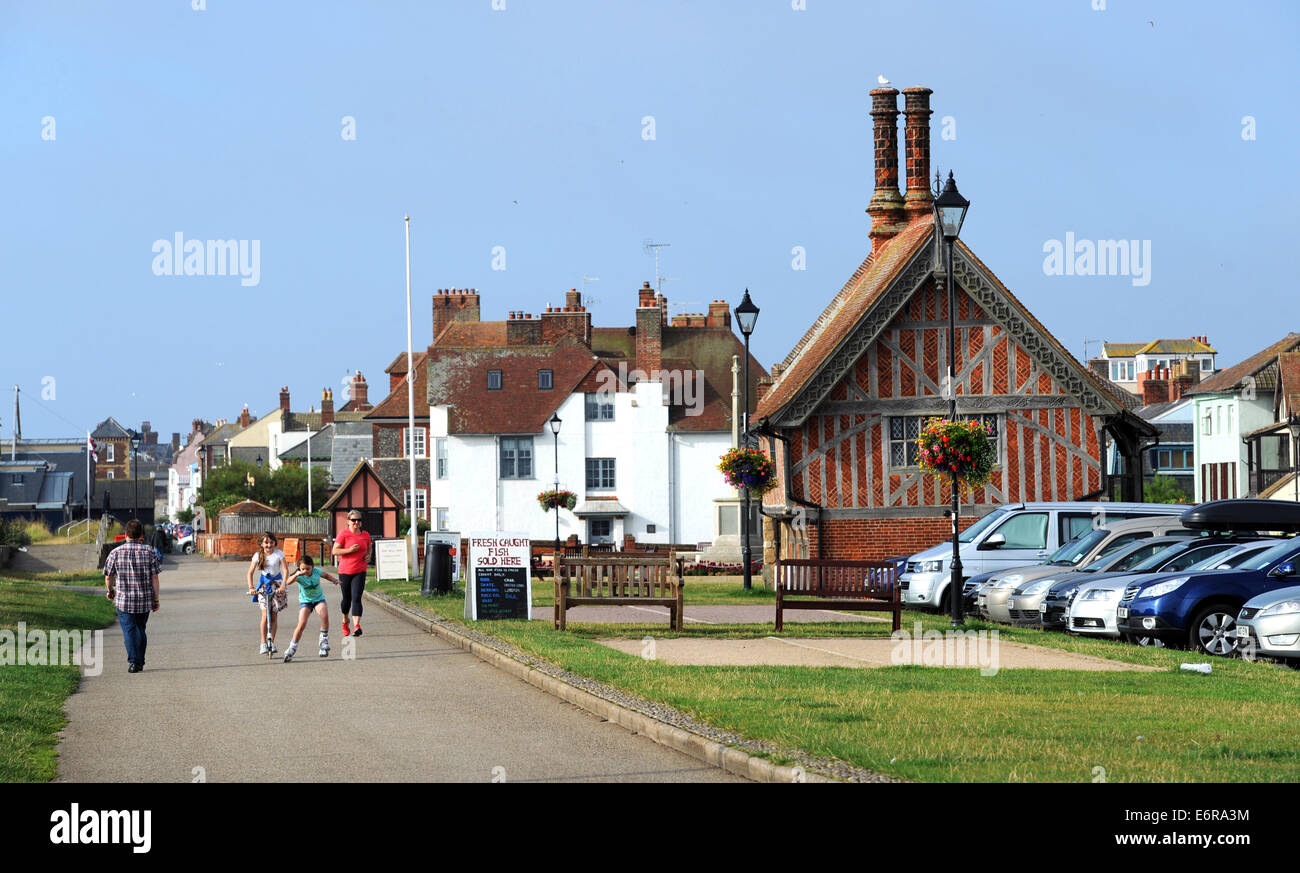 Aldeburgh Suffolk UK The seafront and Moot Hall Stock Photo