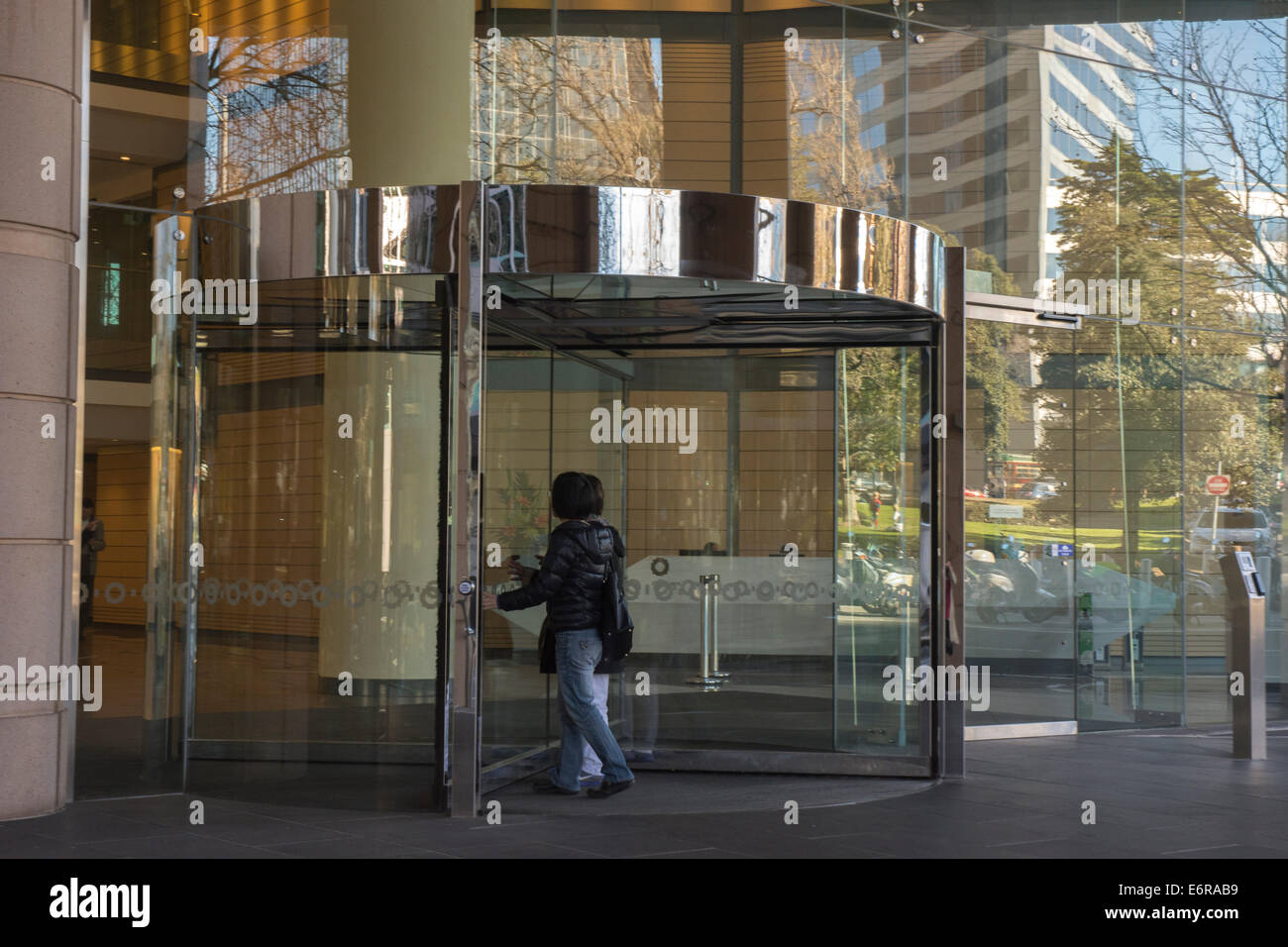 Revolving Door Corporate Office Building Entrance Stock Photo