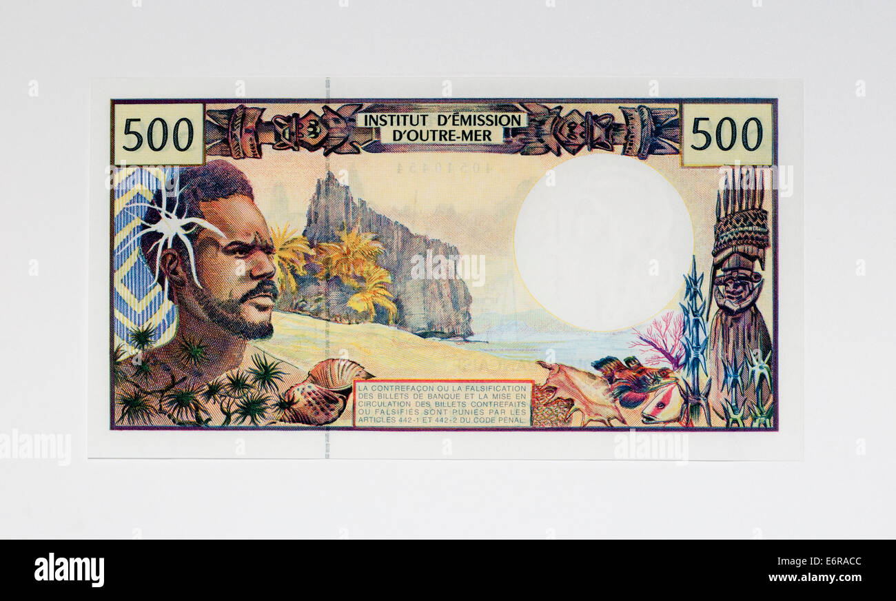 New Caledonian 500 Five Hundred Franc Bank Note Stock Photo