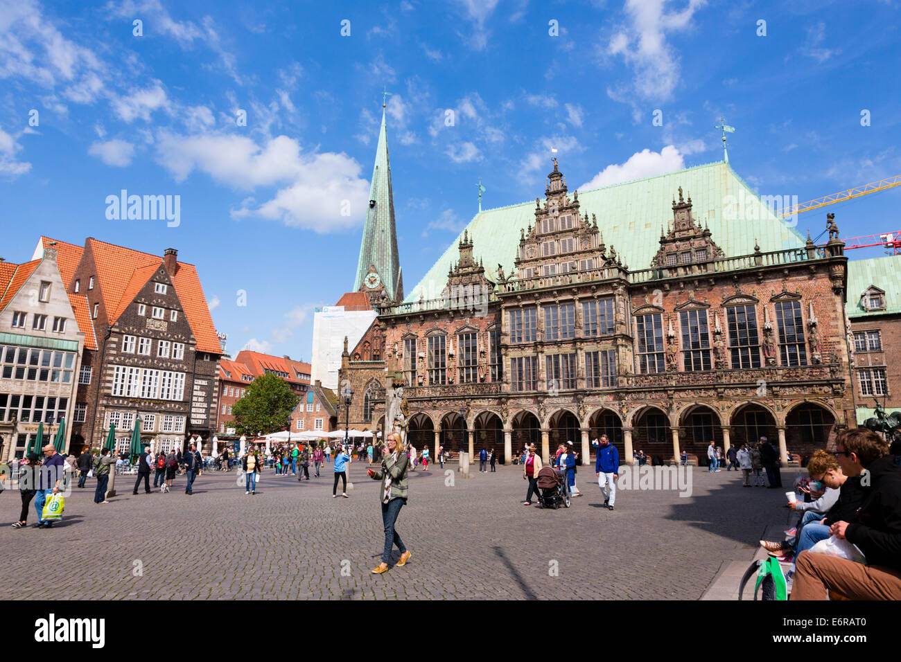 Am Markt square with the Rathaus, Alt Stadt, Bremen, germany Stock