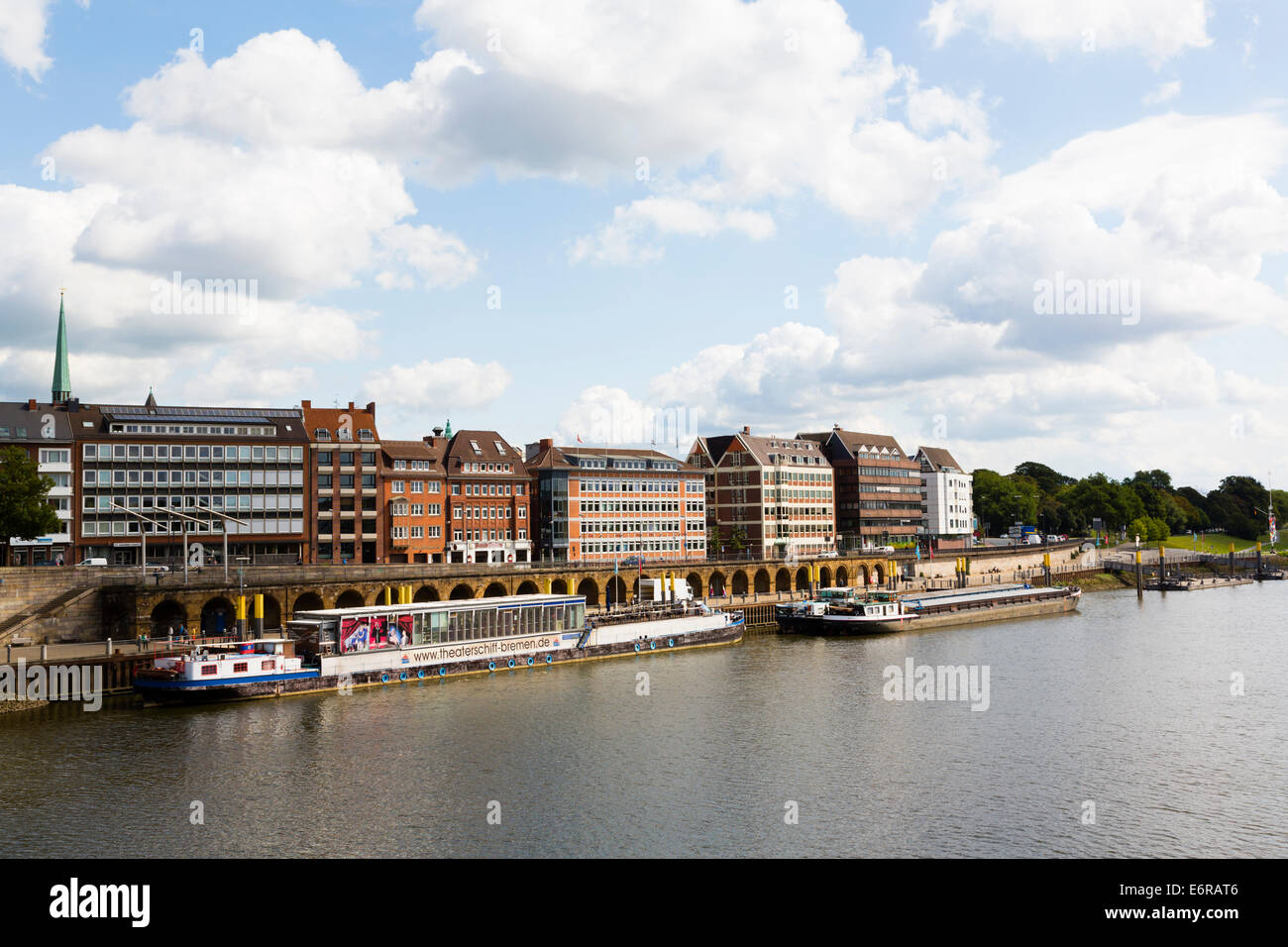 Theatre ship moored at the Schlachte embankment, Bremen, Germany Stock Photo