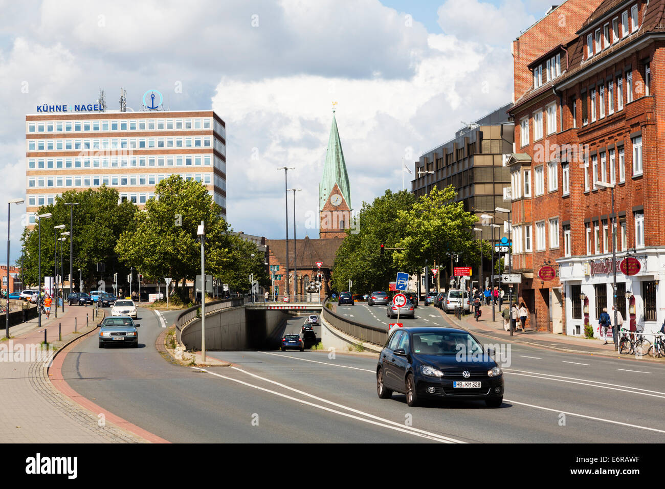 Traffic in Oster Tor, Bremen, Germany Stock Photo