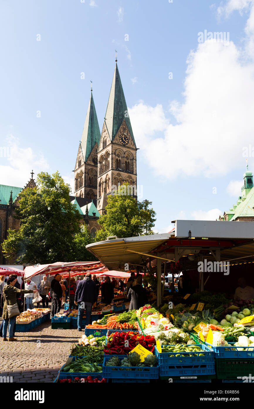 Market traders, Bremen, Germany. Stock Photo