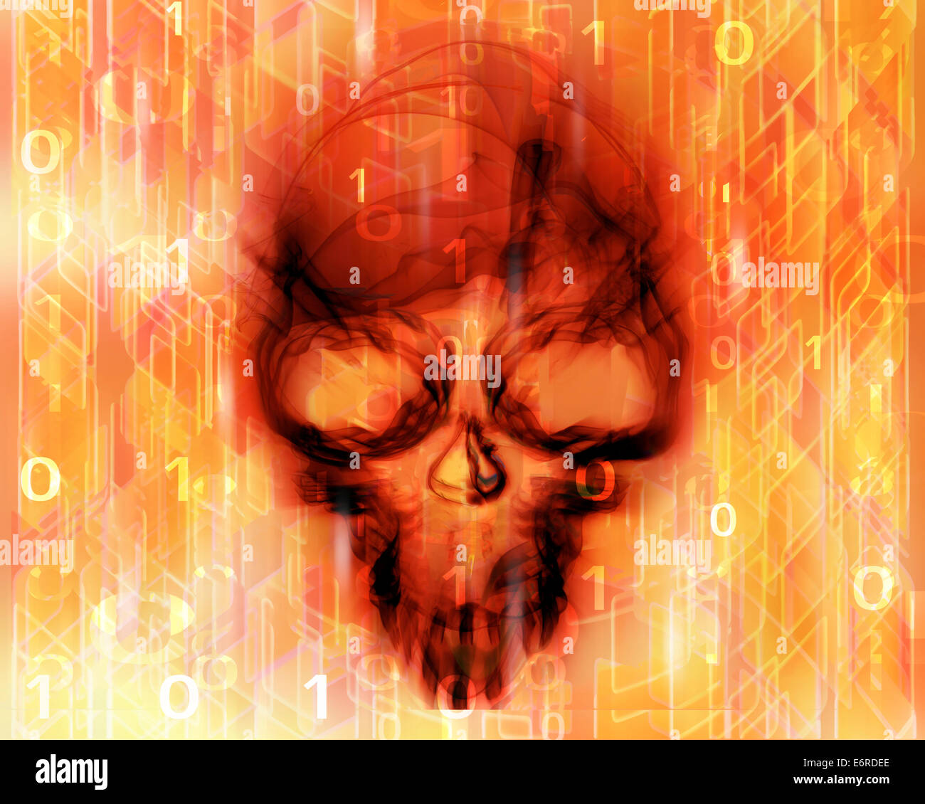 colored digital abstract background with skull Stock Photo