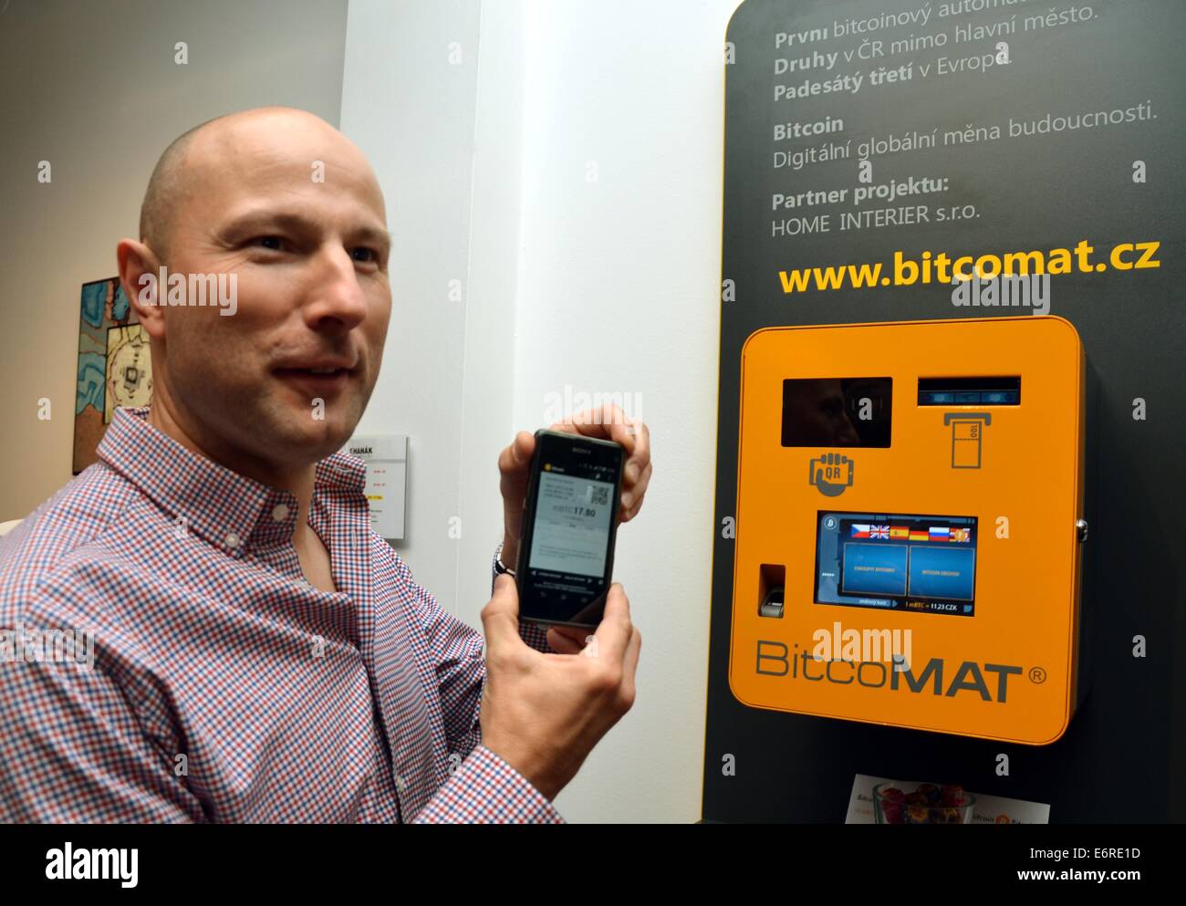 Ostrava, Czech Republic. 29th Aug, 2014. The first automatic teller machine  (ATM) for electronic currency bitcoin in Moravia and Silesia started  operations in Ostrava on Friday, August 29, 2014, the third such