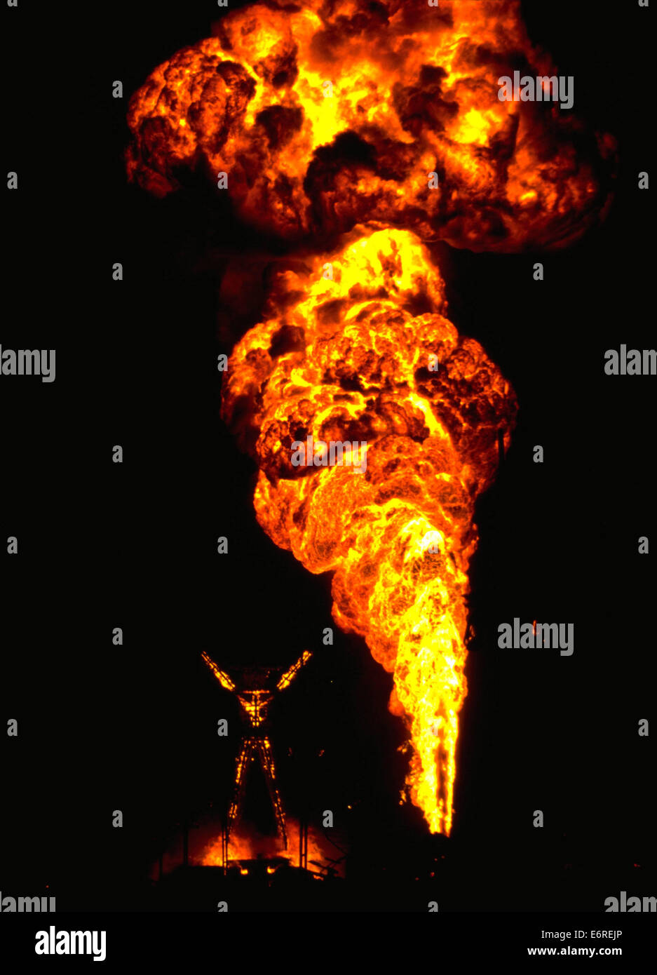 Sep 4, 2000; Black Rock Desert, NV, USA; Pyrotechnics at the Burning Man art festival. © Eric Slomanson/ZUMAPRESS.com/Alamy Live News Stock Photo