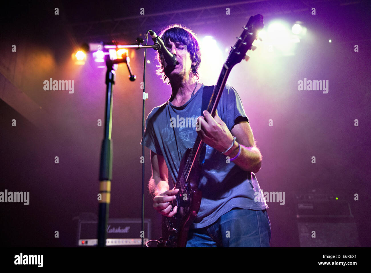Nottingham, UK. 28th Aug, 2014. US indie rock band Stephen Malkmus & The Jicks, in concert at Nottingham Rescue Rooms, Nottingham, UK. Band leader Stephen Malkmus at the microphone. Credit:  John Bentley/Alamy Live News Stock Photo