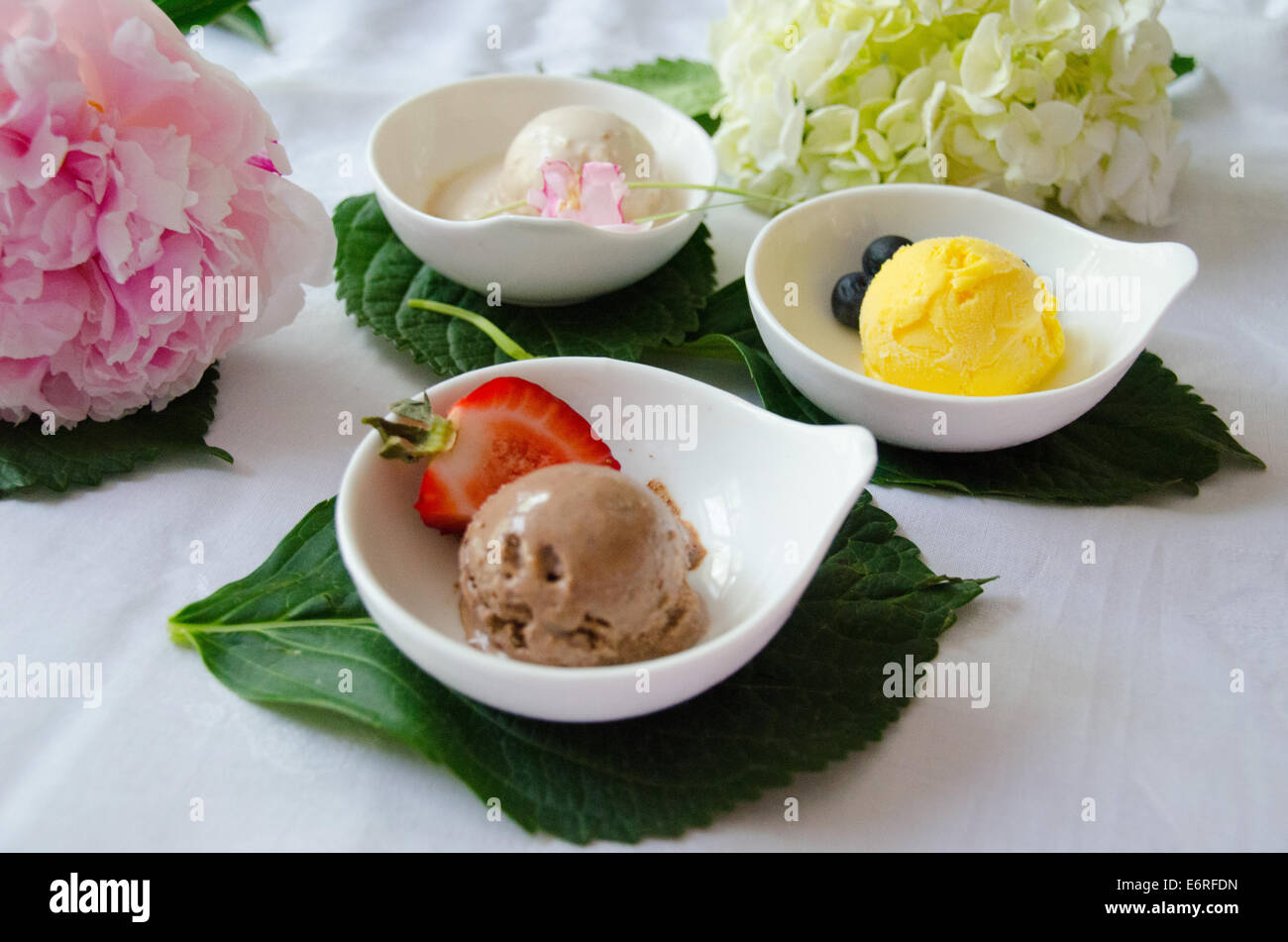 Scoop of refreshing lemon sorbet icecream with zest and mint on a white  background Stock Photo - Alamy