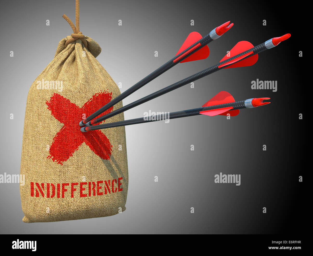 Indifference - Arrows Hit in Red Target. Stock Photo