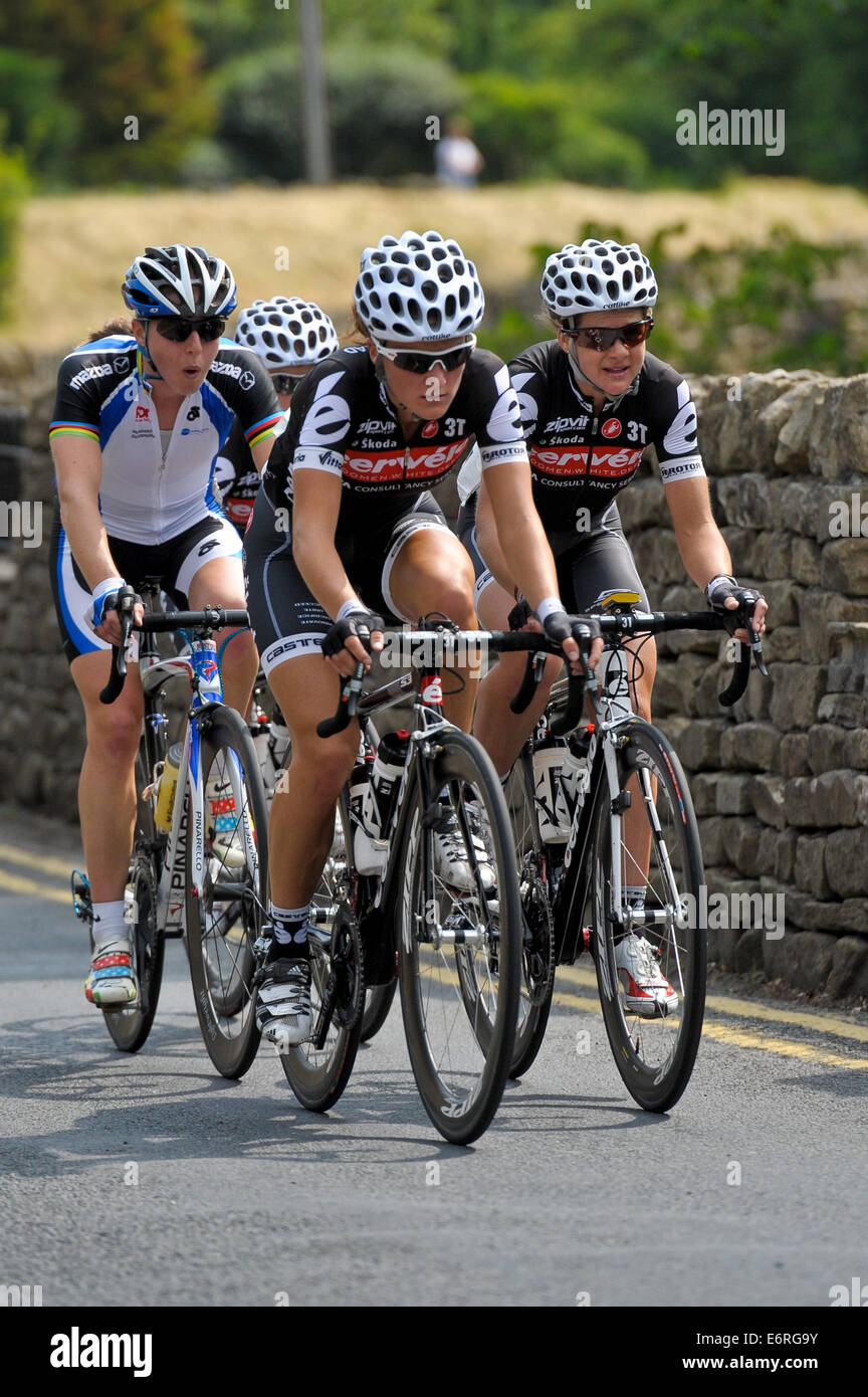 Action from the British Road Cycling Championships 2010. Barley Lancashire. Womens race Stock Photo