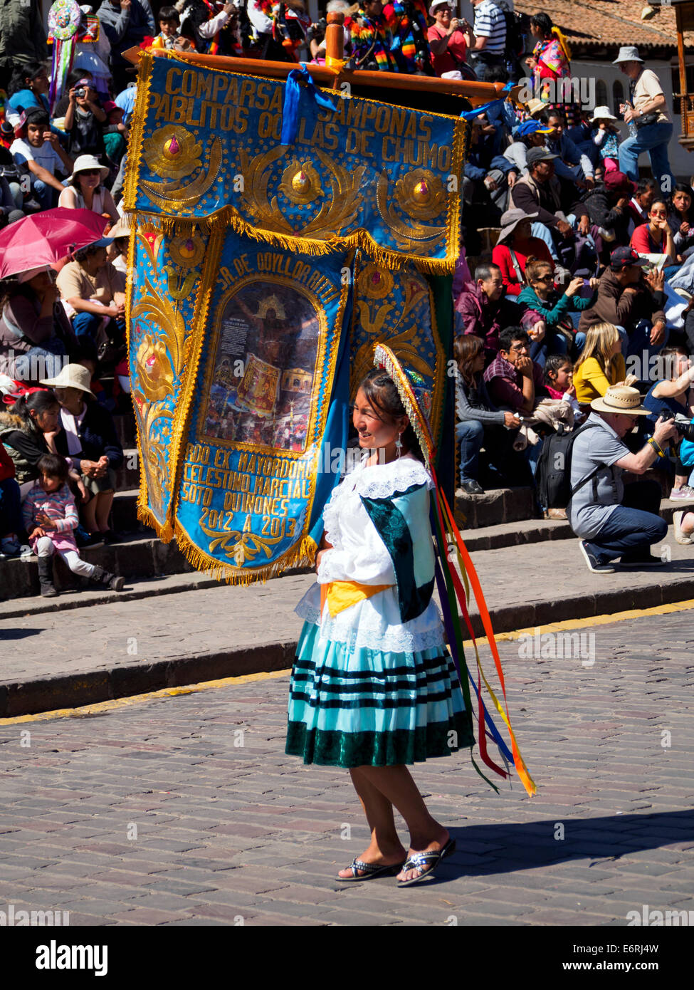 People from all regions gather to Cusco for the Qoyllority (or Qoyllur Rit'i) pilgrimage to the mountain sanctuary of Sinakara - Stock Photo