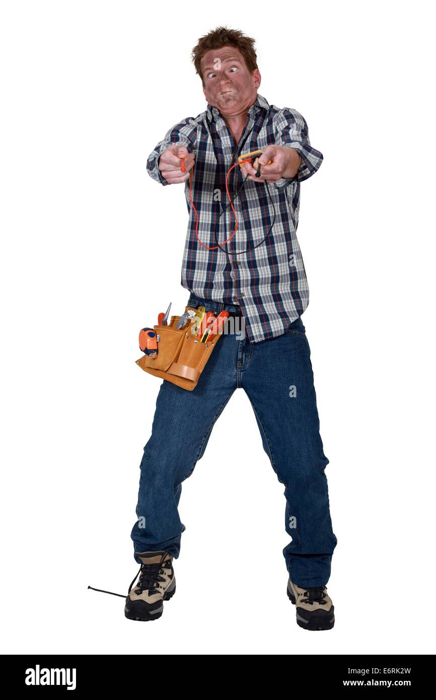 Man suffering from electric shock Stock Photo - Alamy