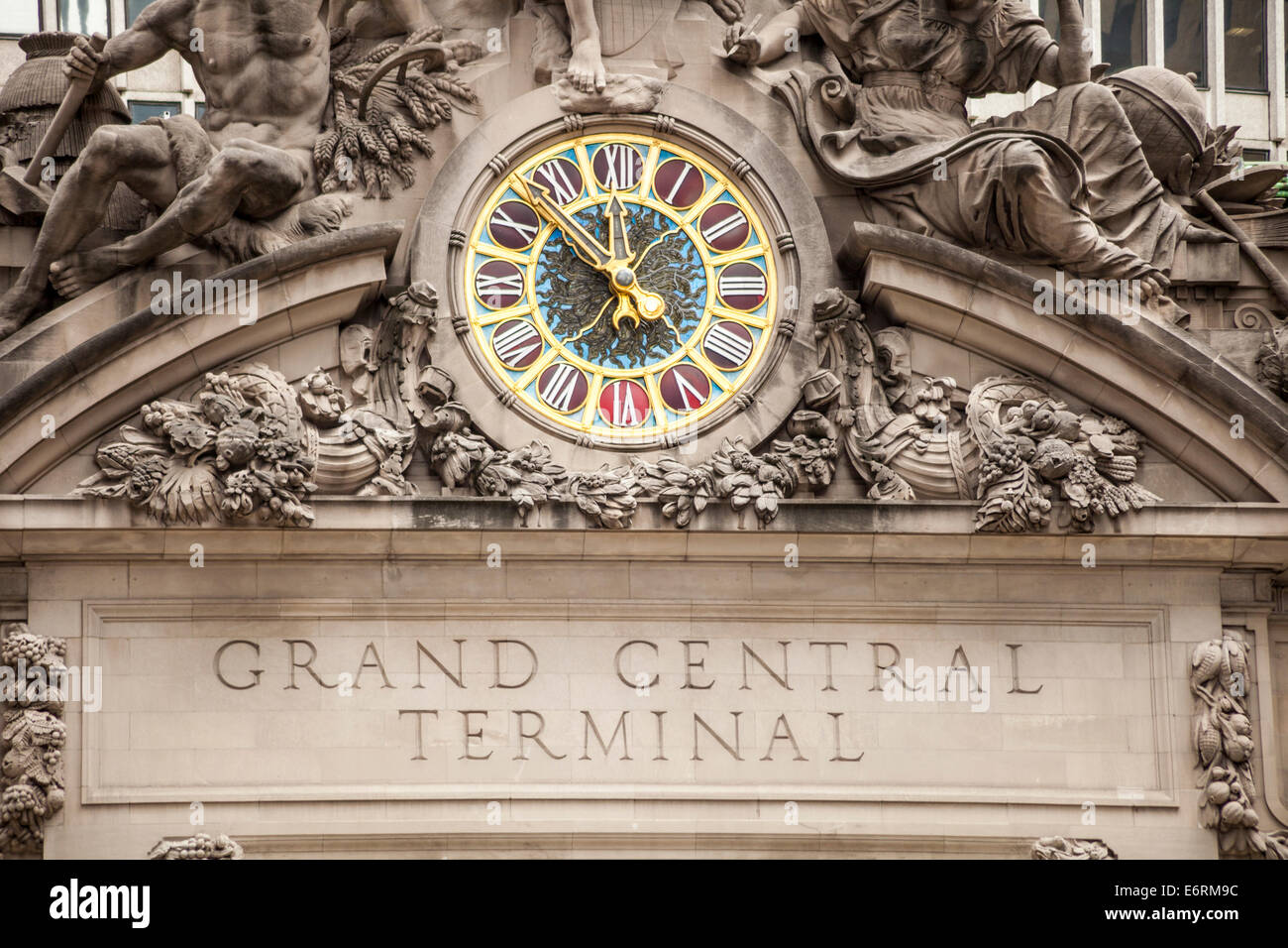 Clock on exterior of Grand Central Terminal Railway Station, Manhattan, New York City, New York, USA Stock Photo
