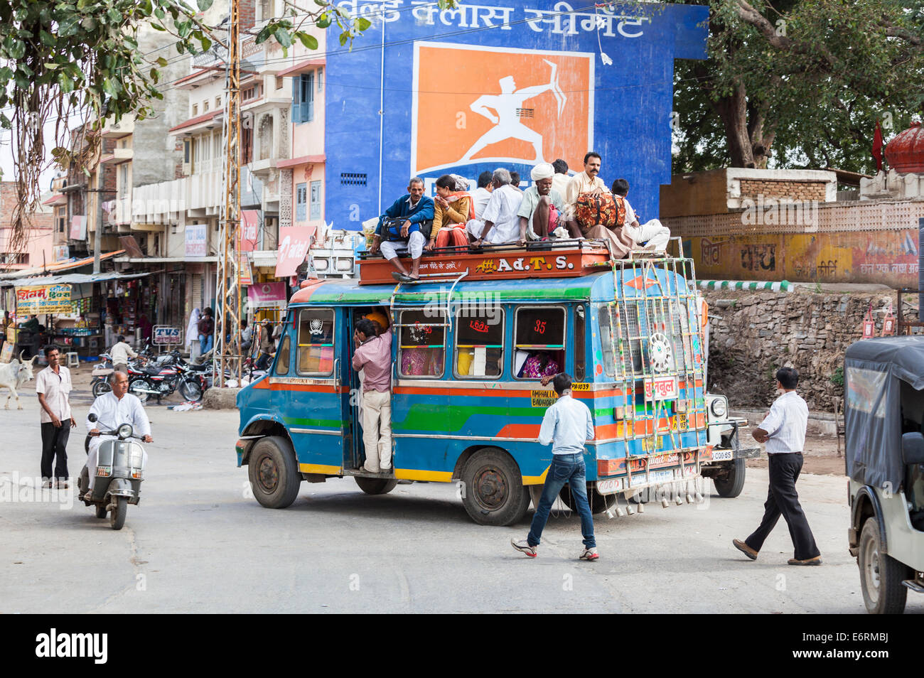 Indian people on a bus roof hi-res stock photography and images - Alamy