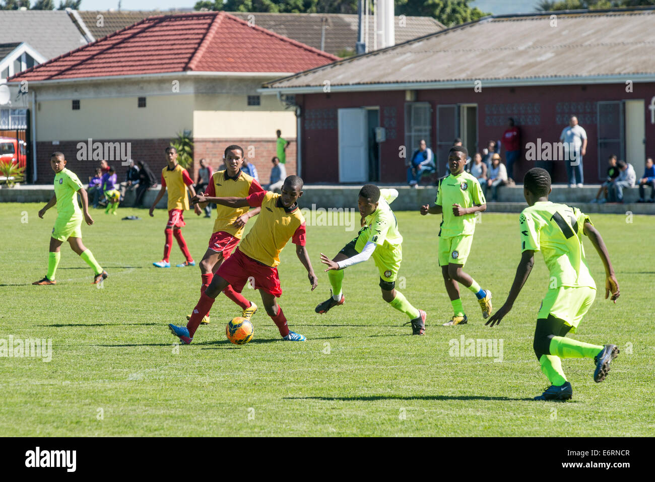 Football match of Under 15 youth teams, Cape Town, South Africa Stock Photo