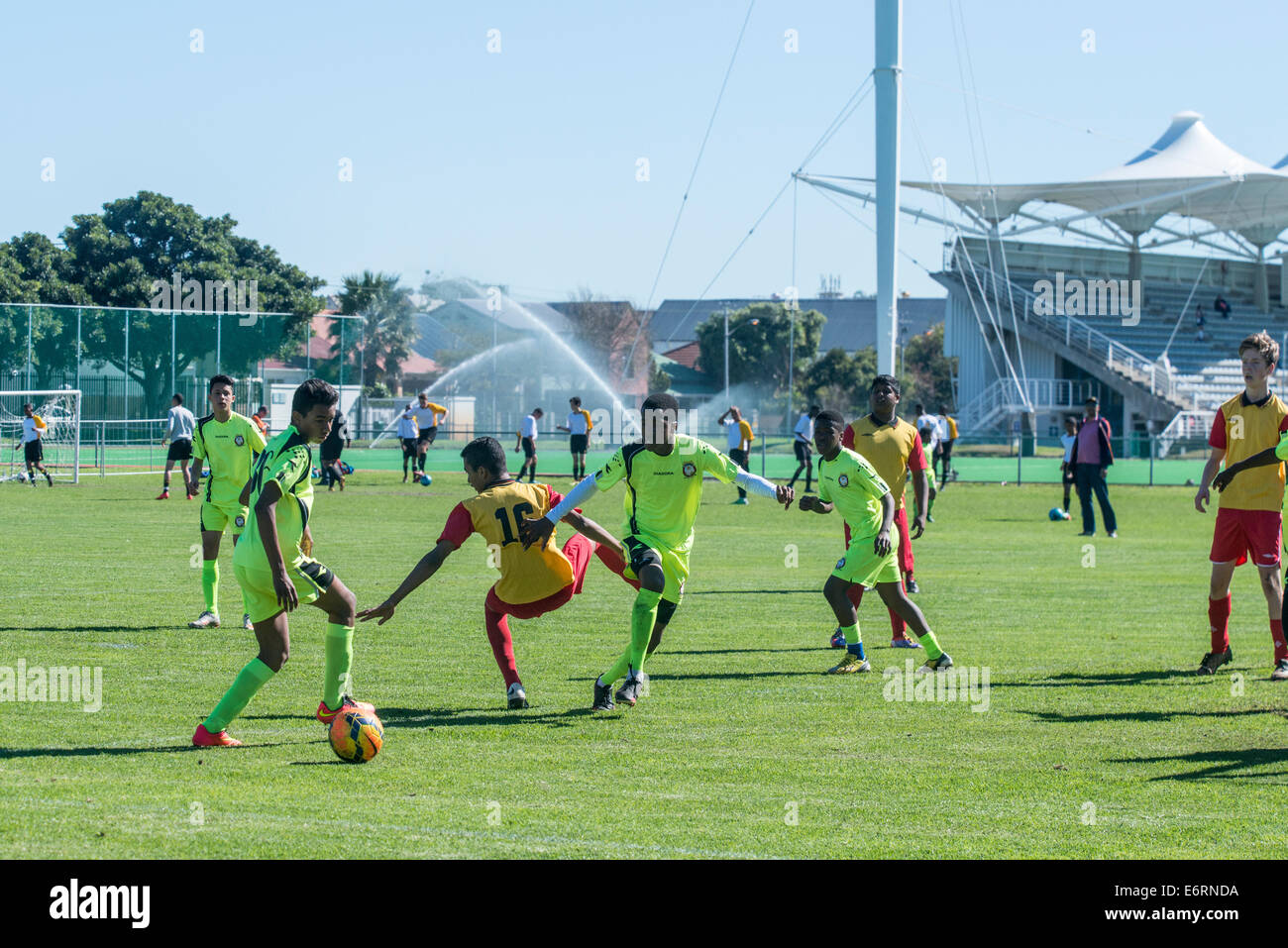 Football match of Under 15 youth teams, Cape Town, South Africa Stock