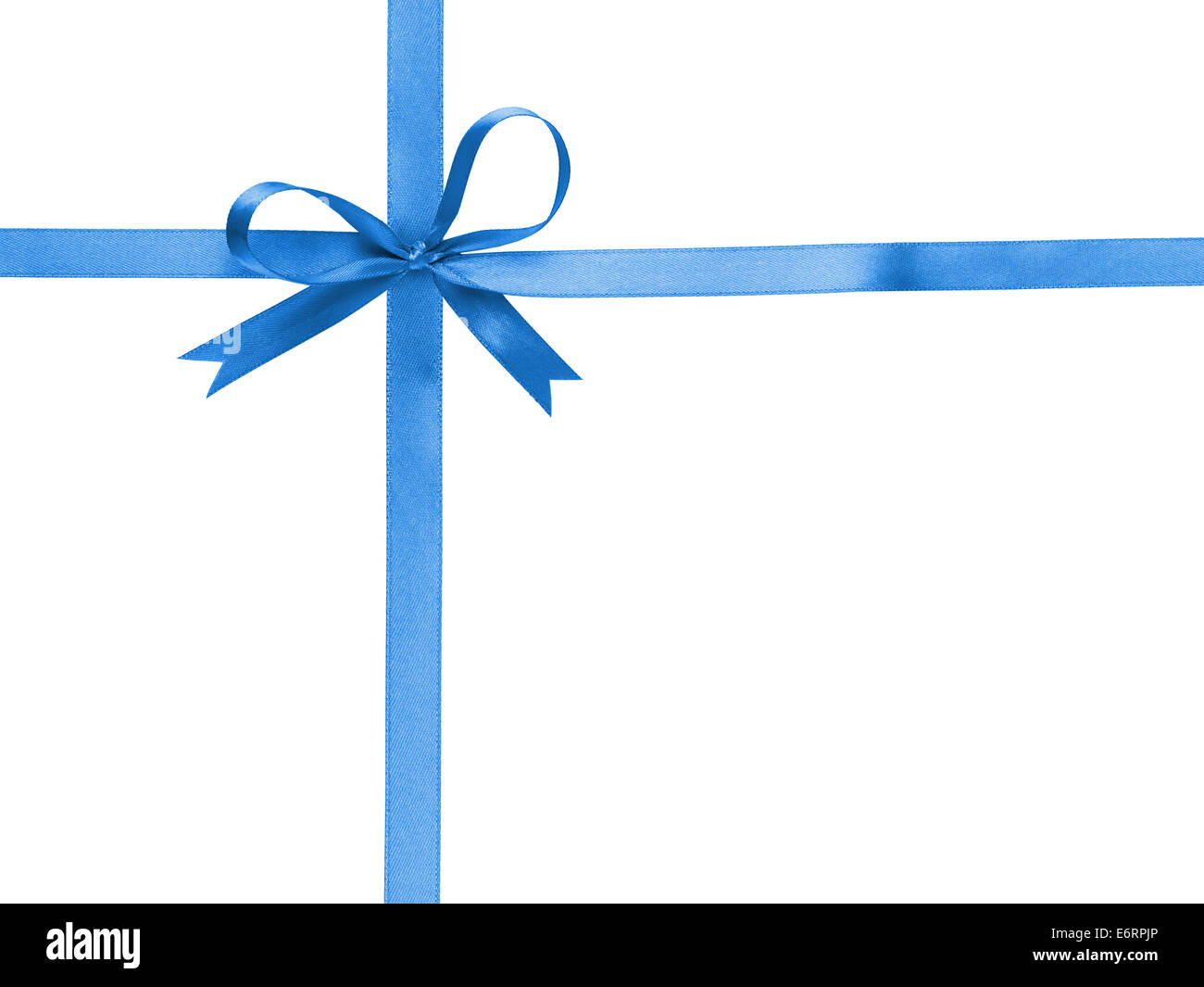 blue thin ribbon with bow cross, isolated on white Stock Photo Alamy
