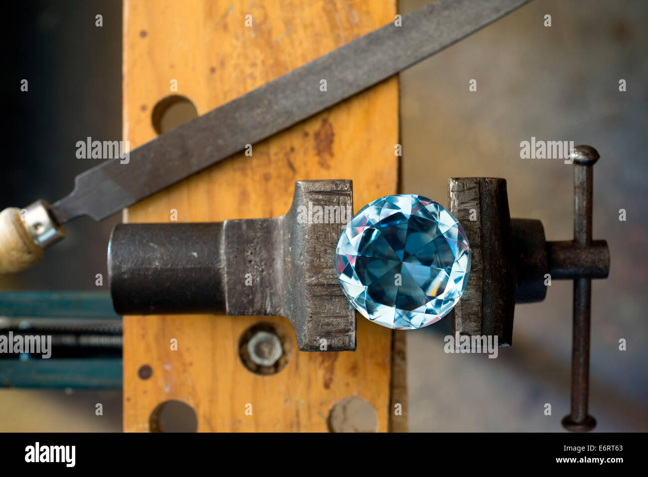 diamond shaped glass subject workbench Stock Photo
