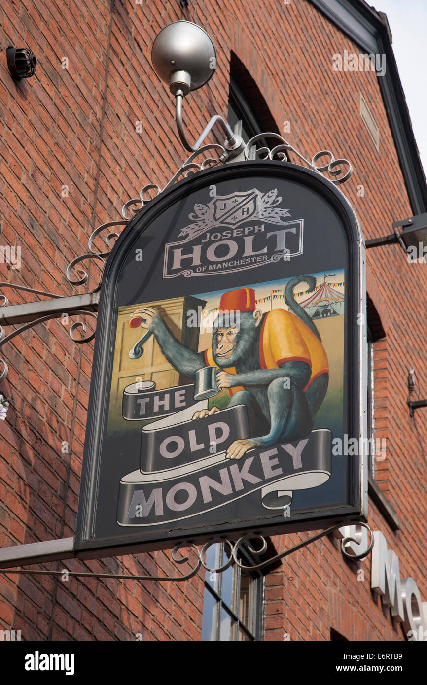 The Old Monkey Pub Sign; Manchester; England; UK Stock Photo Alamy
