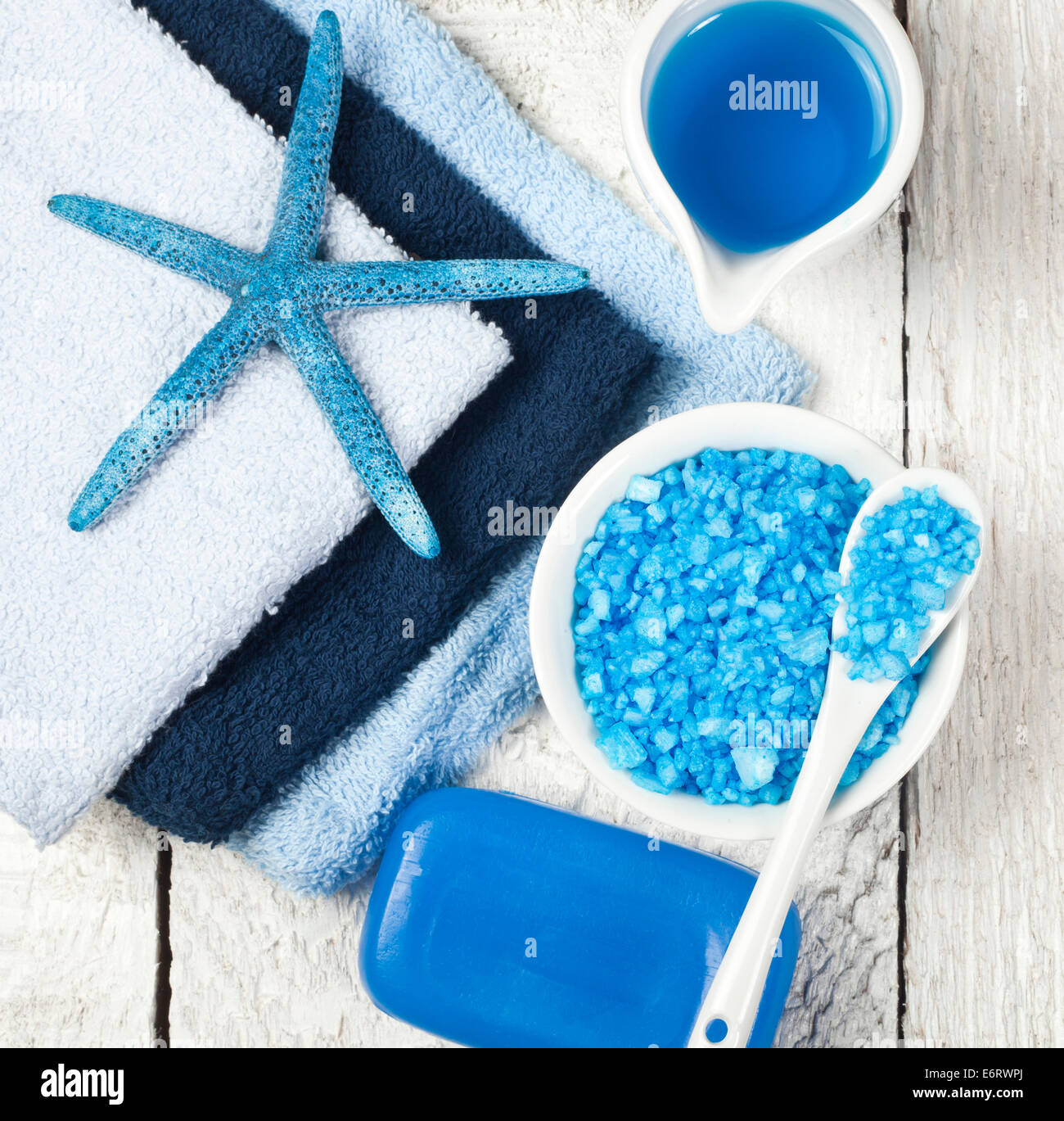 Spa background in the range of blue and white Stock Photo - Alamy