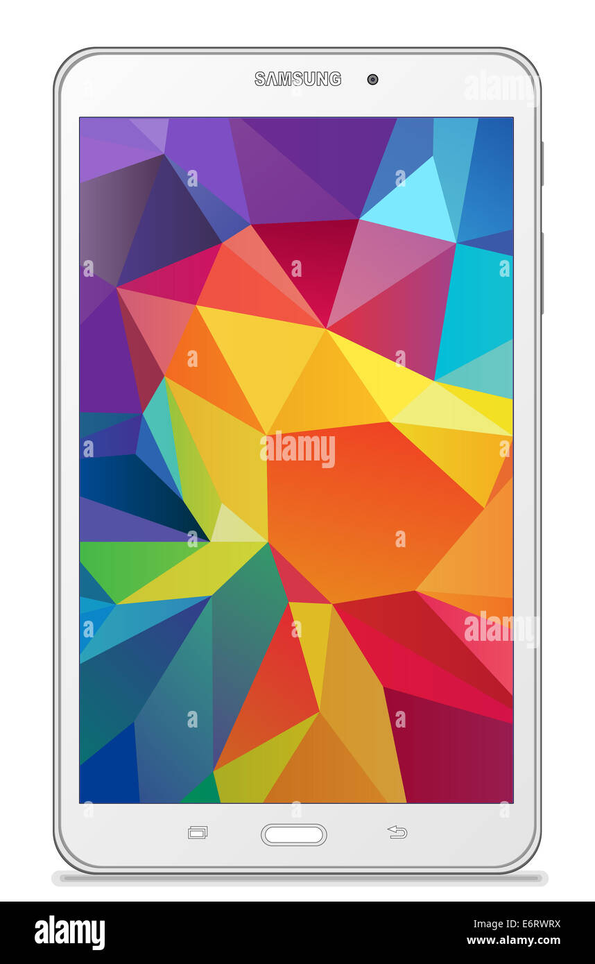 Samsung Galaxy Tab 4 7.0 LTE white Stock Photo