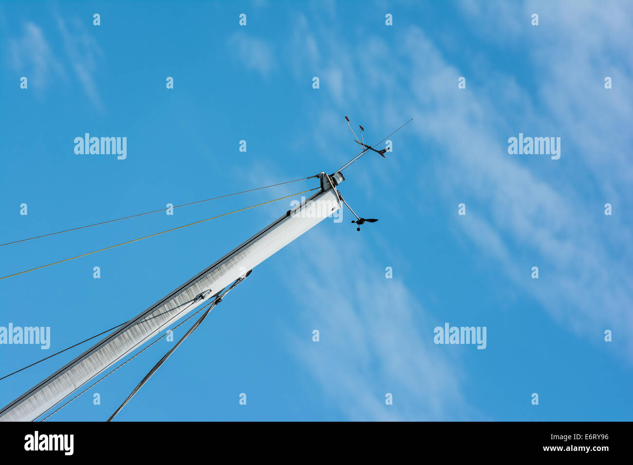 Yacht Flagpole Closeup On Blue Sky Stock Photo