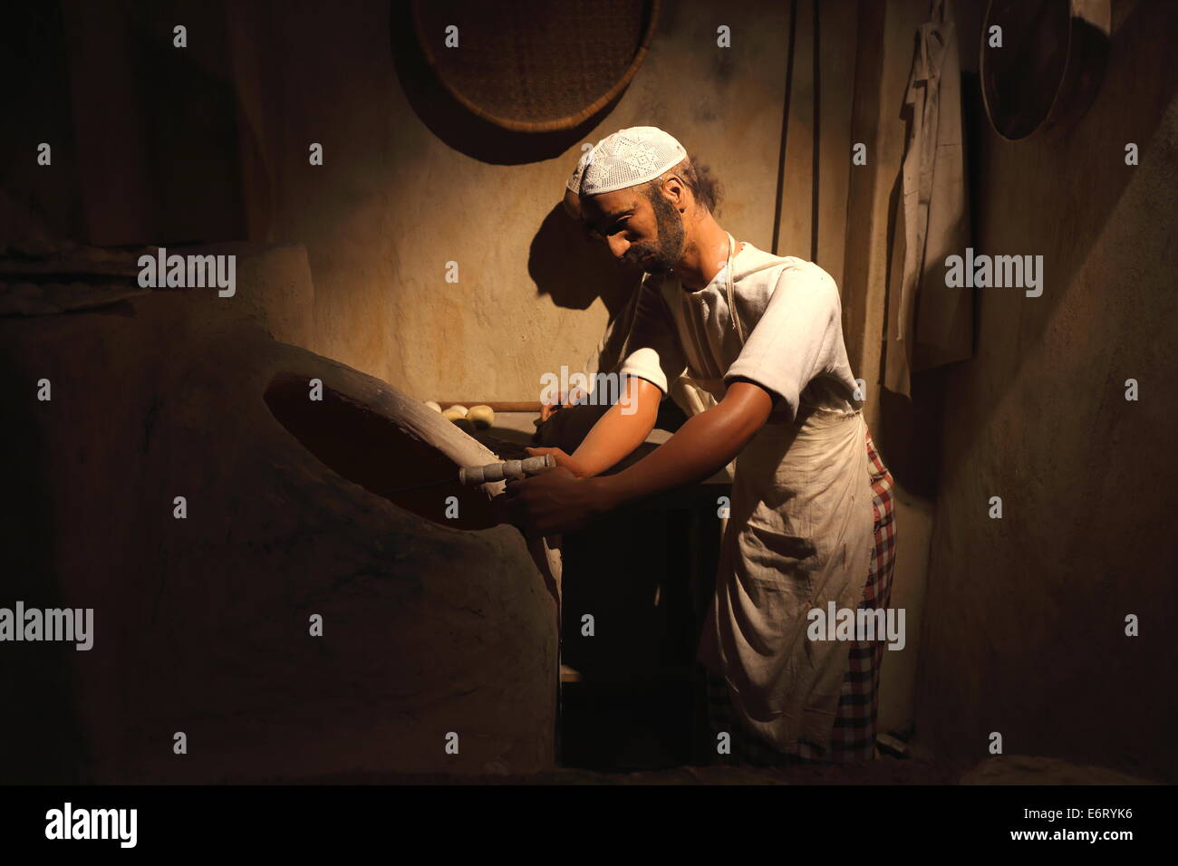 Diorama of a baker in an Arab souk at The Bahrain National Museum ...