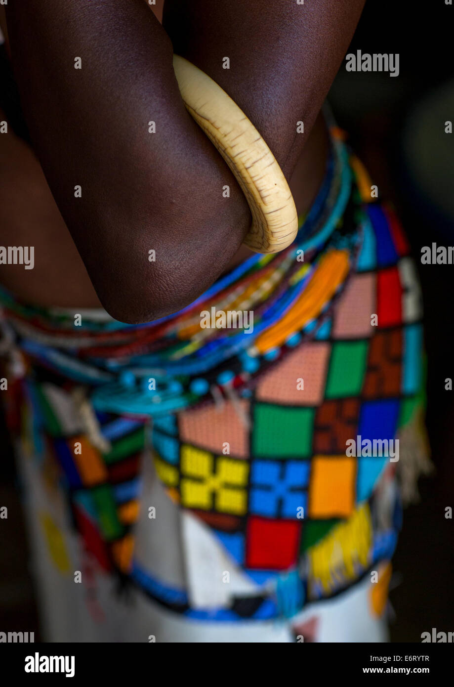 Woman From Anuak Tribe In Traditional Clothing, Gambela, Ethiopia Stock Photo