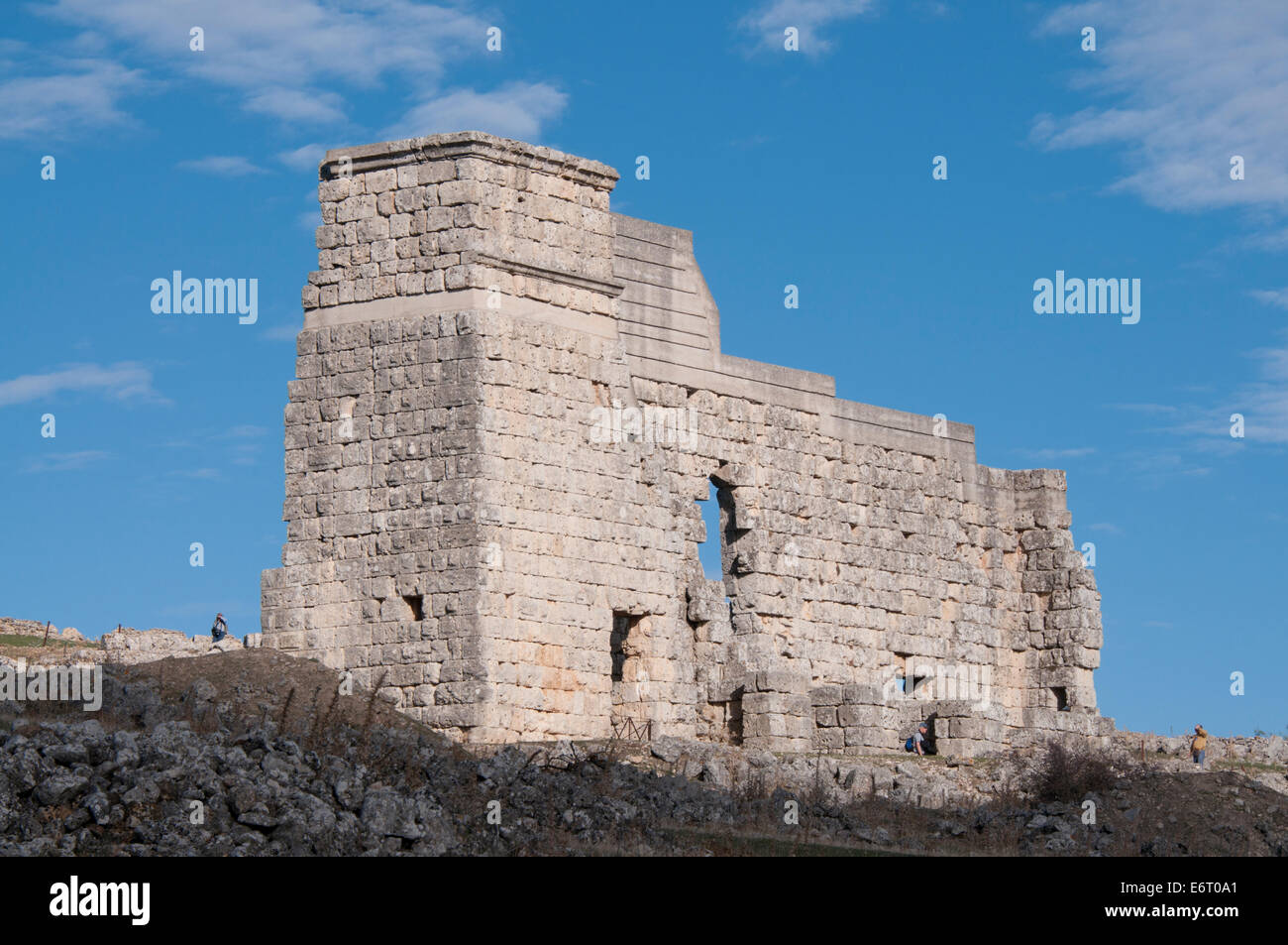 Standing remains of the amphitheatre at Acrinipo (Old Ronda) in southern Spain Stock Photo