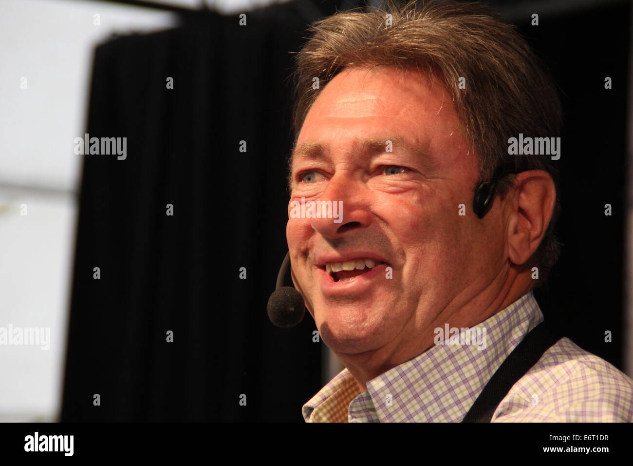 Broadcaster Alan Titchmarsh on stage at Chatsworth Country Fair, Peak District, Derbyshire, England, UK Stock Photo