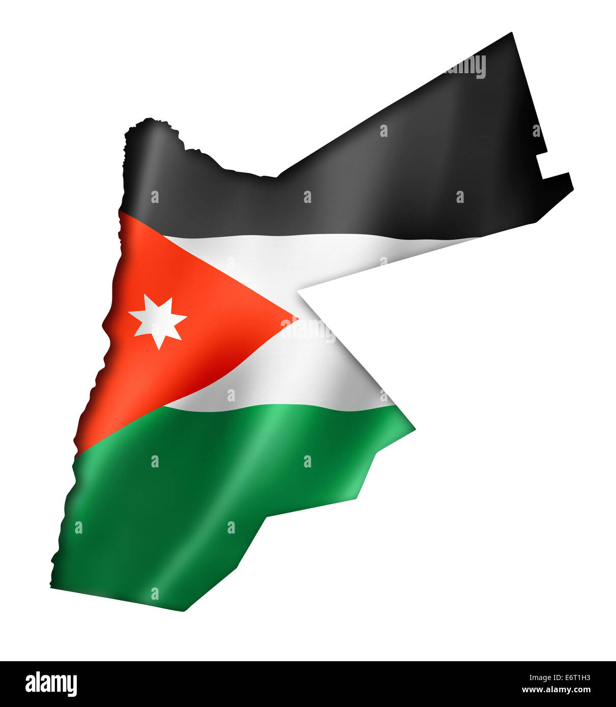 Jordan flag map, three dimensional render, isolated on white Stock