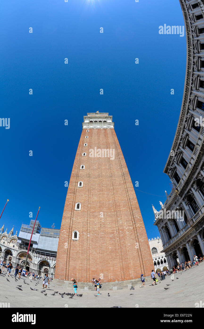 The main tower of Campanile in St Marc's square Venice, Italy. Stock Photo