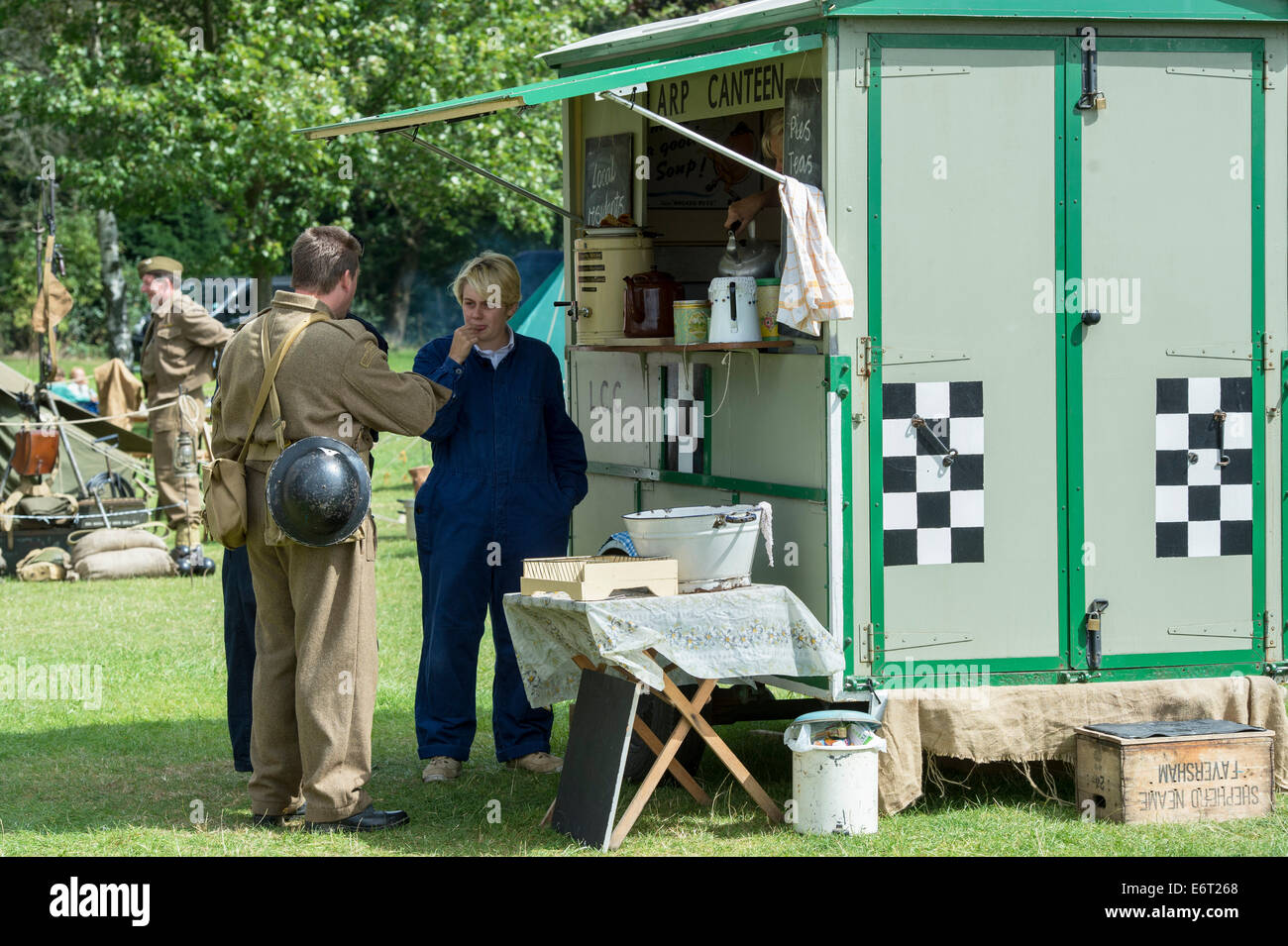 ARP. Air Raid Precautions Canteen at a historical reenactment. Military Odyessy show at Detling, Kent, UK Stock Photo