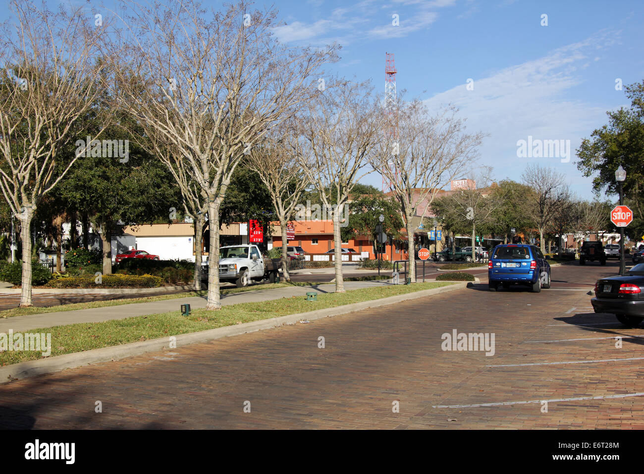 Main street views and buildings in Winter Garden city, a suburb of Orlando, Florida, Orange County. Stock Photo
