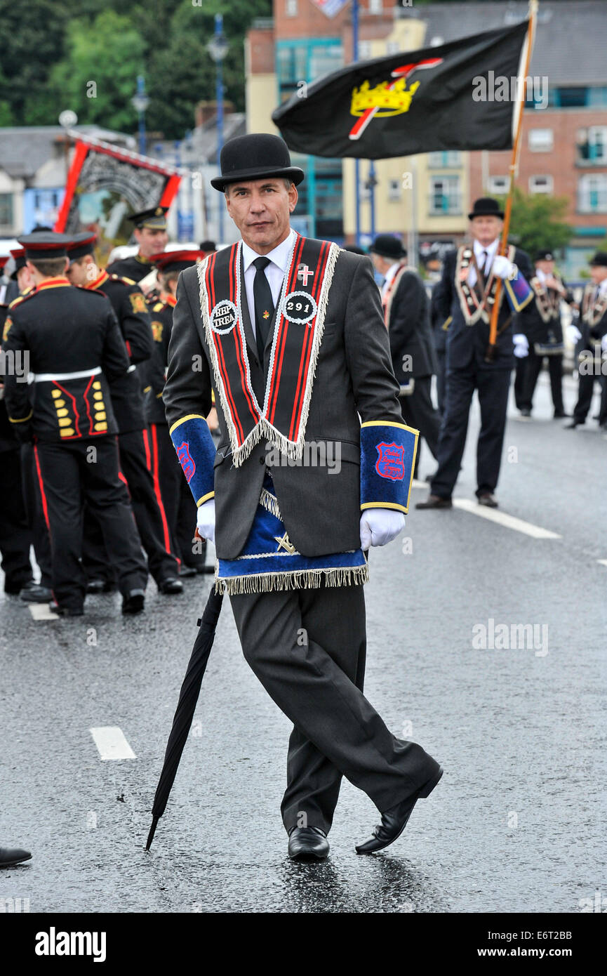 Derry, Londonderry, Northern Ireland - 30 August 2014. Royal Black Institution parade. Members from 34 preceptories, accompanied by 33 bands, participate in the Royal Black Institution parade through Derry city centre. Credit: George Sweeney/Alamy Live News Stock Photo