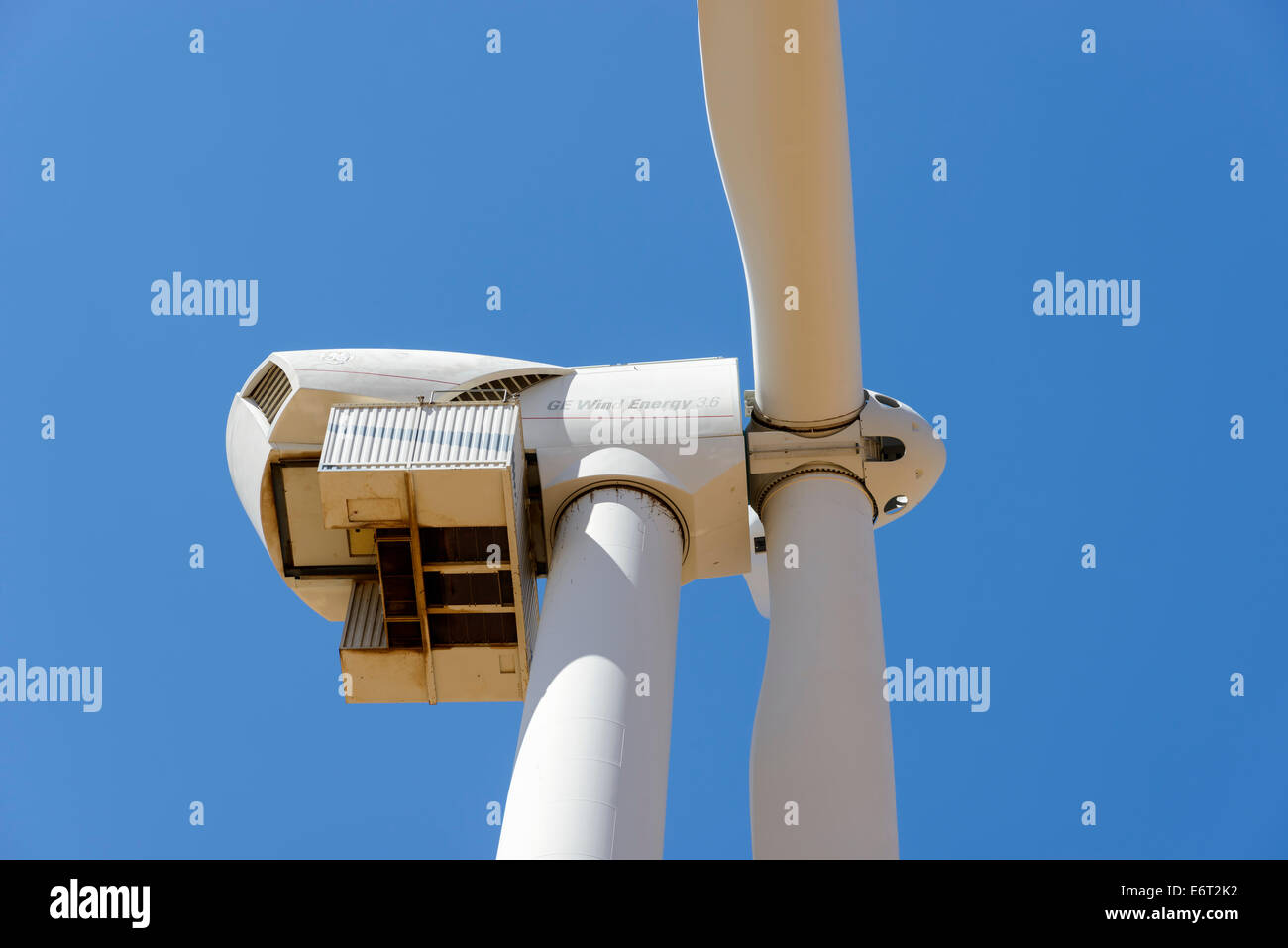 General Electric wind generator of 3.6 MWatt in Barrax, Albacete (Spain) Stock Photo