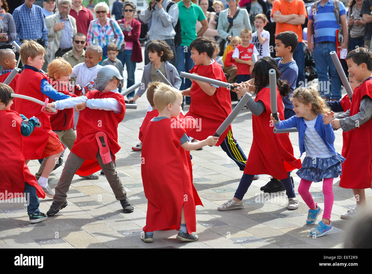 Granary Square, Kings Cross, London, UK. 30th August 2014. Romans versus Britons at the Romans vs Boudicca event in Granary Square. Credit:  Matthew Chattle/Alamy Live News Stock Photo
