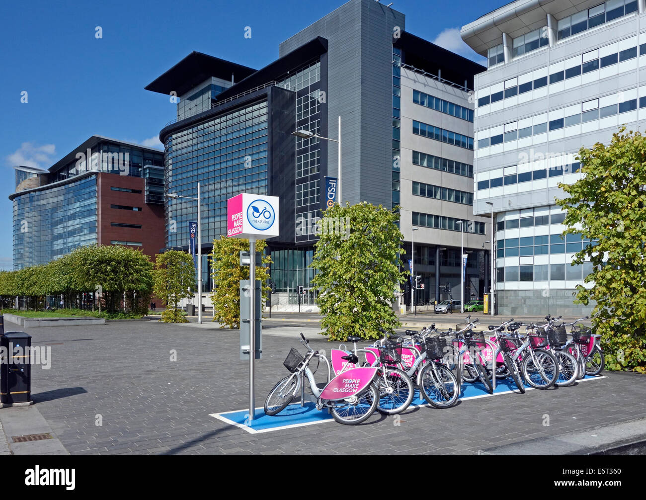 New cycle racks at Broomielaw buildings on Atlantic Quay at the River Clyde in central Glasgow Scotland Stock Photo